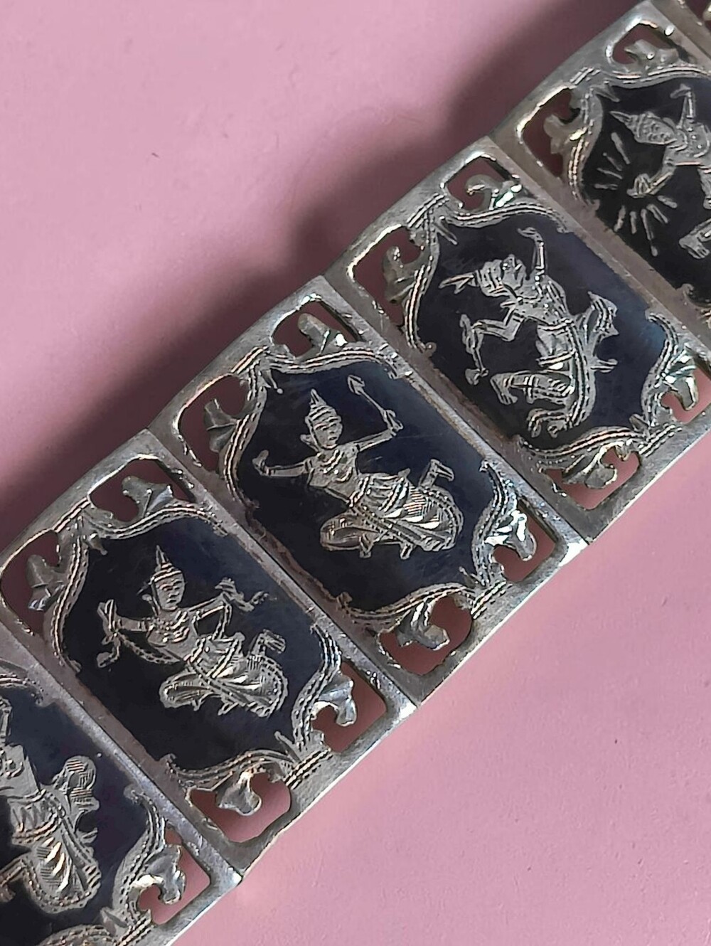 Vintage Siam Sterling Silver wine bracelet